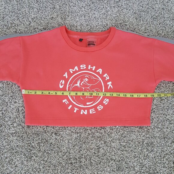 NEW GYMSHARK Legacy Cropped Sweatshirt Fleece Crop Top Sweater Coral Pink S - Picture 9 of 12